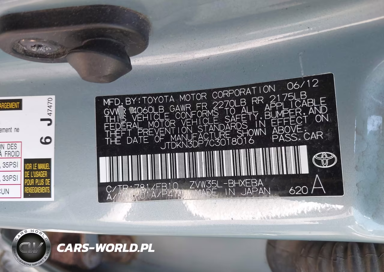 2012 Toyota Prius Plug-In VIN:JTDKN3DP7C3018016 - 9