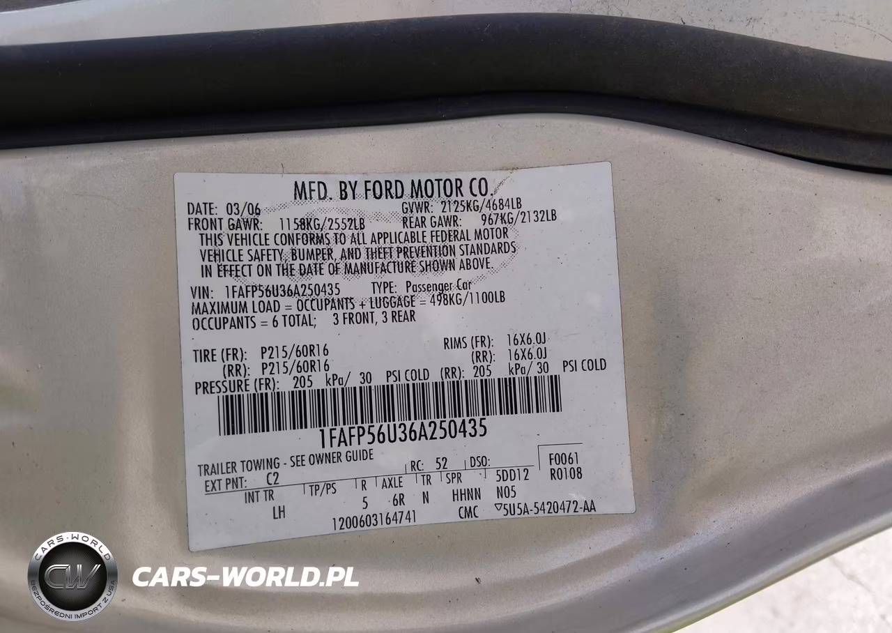 2006 Ford Taurus Sel VIN:1FAFP56U36A250435 - 9