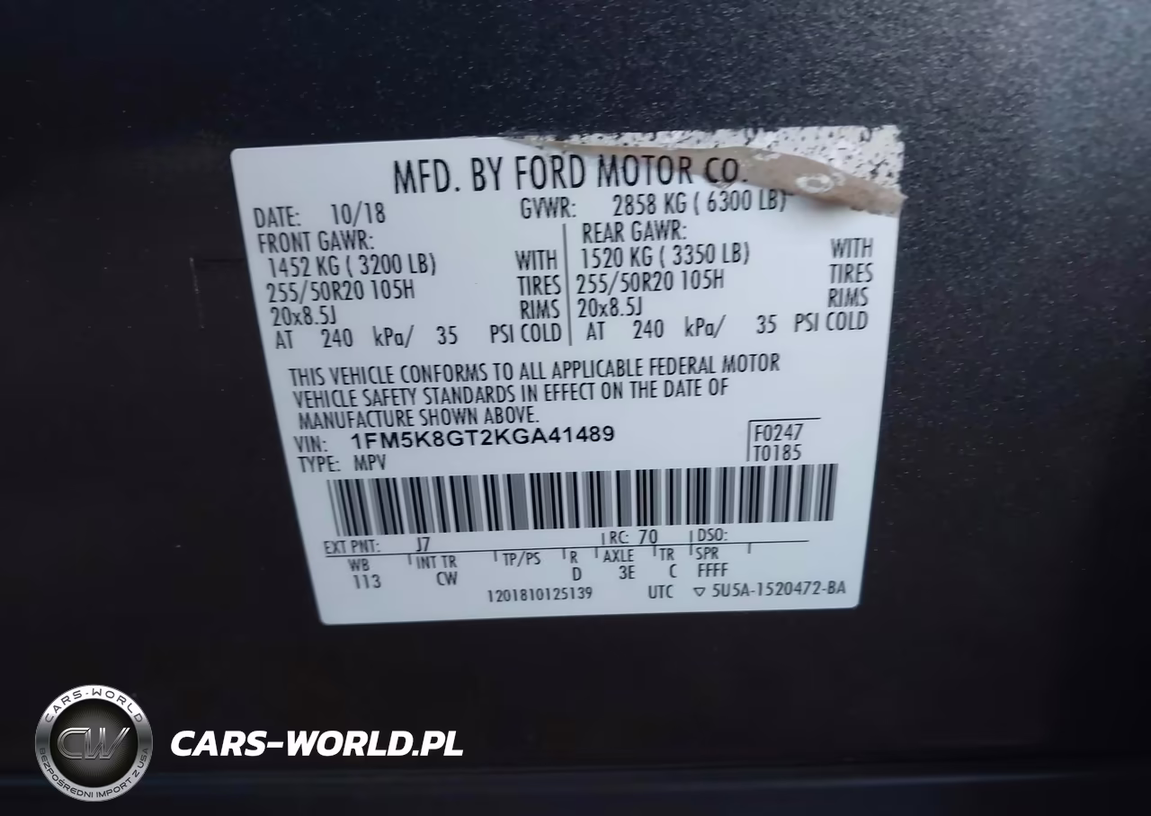 2019 Ford Explorer Sport VIN:1FM5K8GT2KGA41489 - 9
