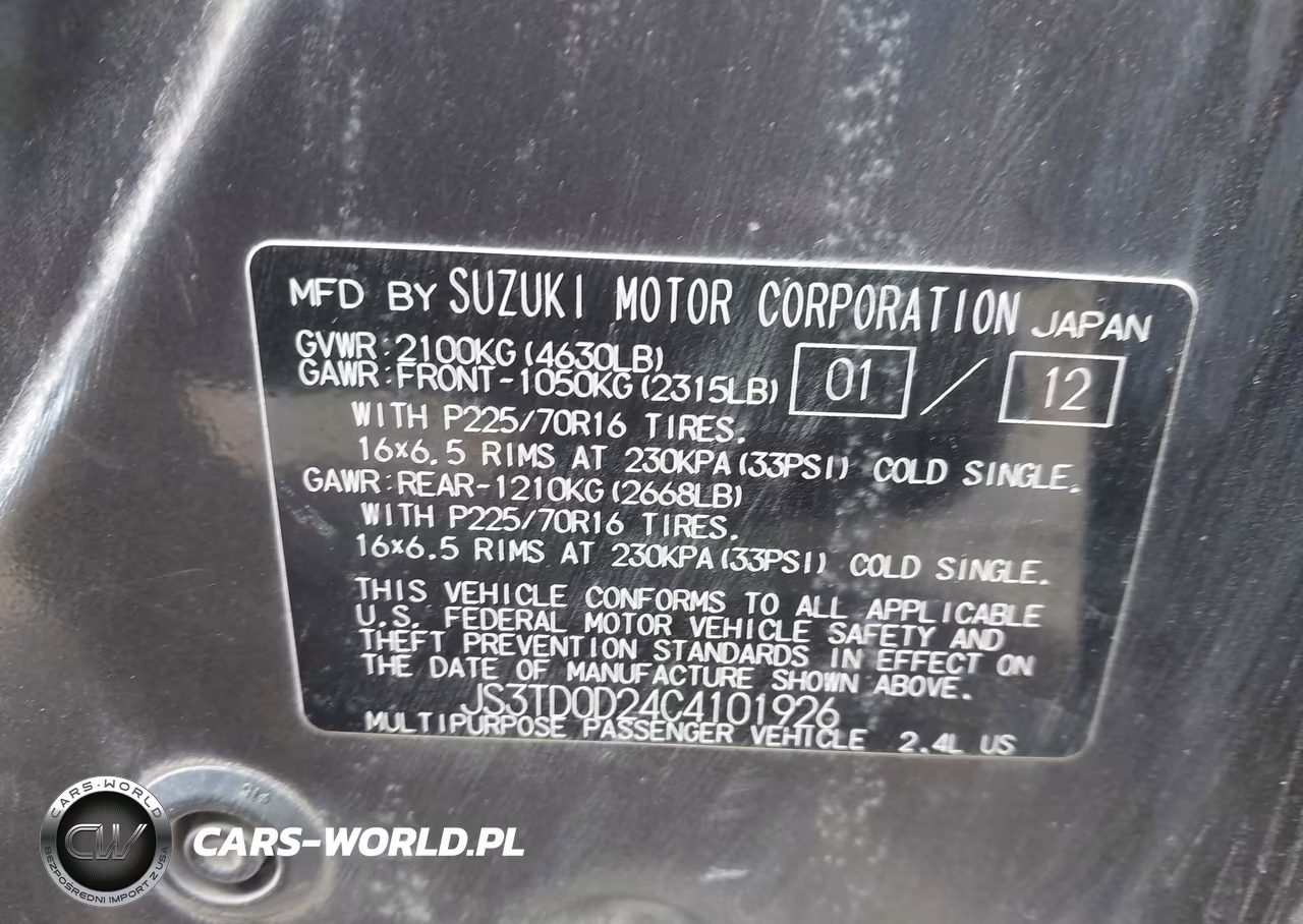 2012 Suzuki Grand Vitara Premium VIN:JS3TD0D24C4101926 - 9