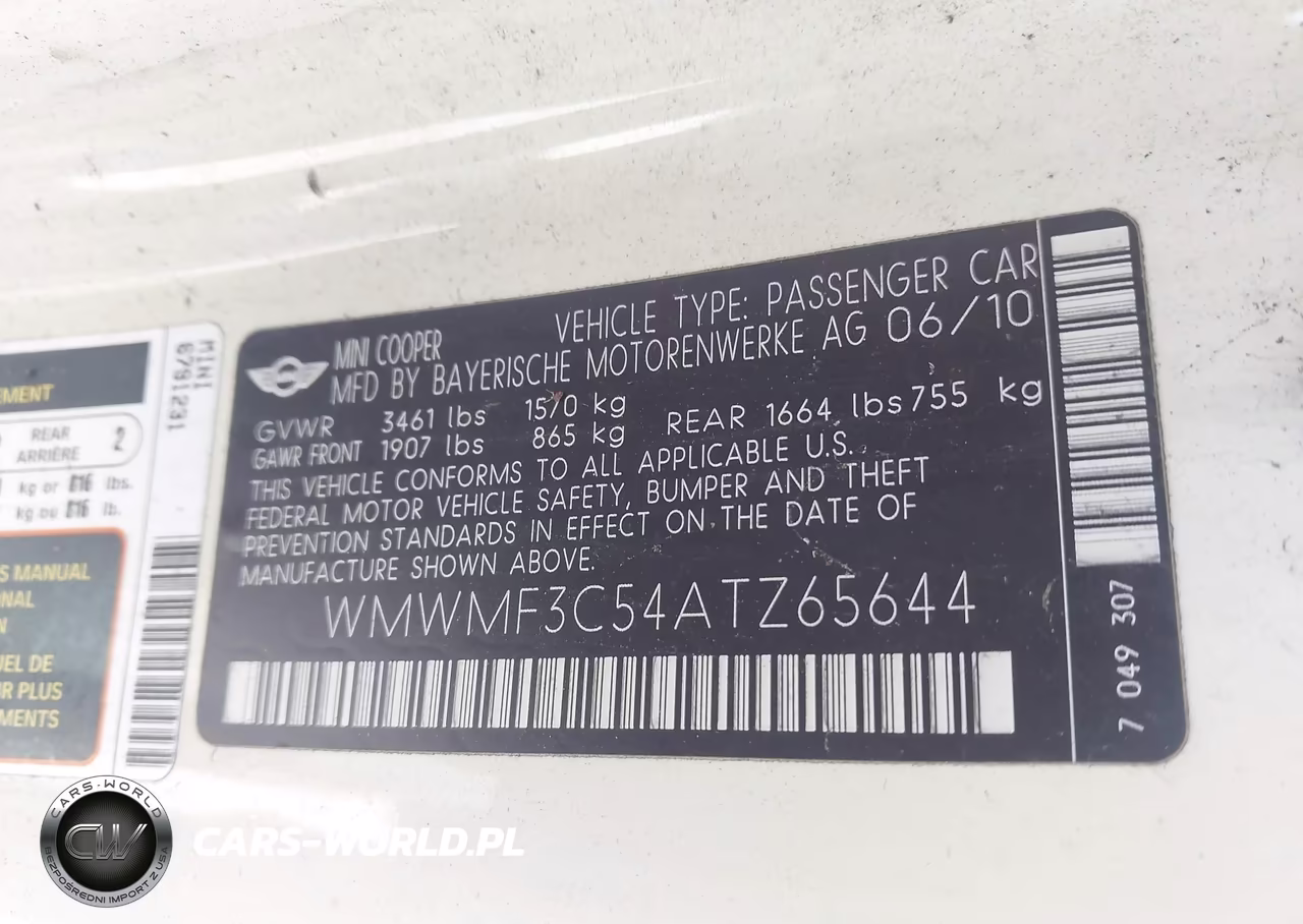 2010 Mini Cooper VIN:WMWMF3C54ATZ65644 - 9