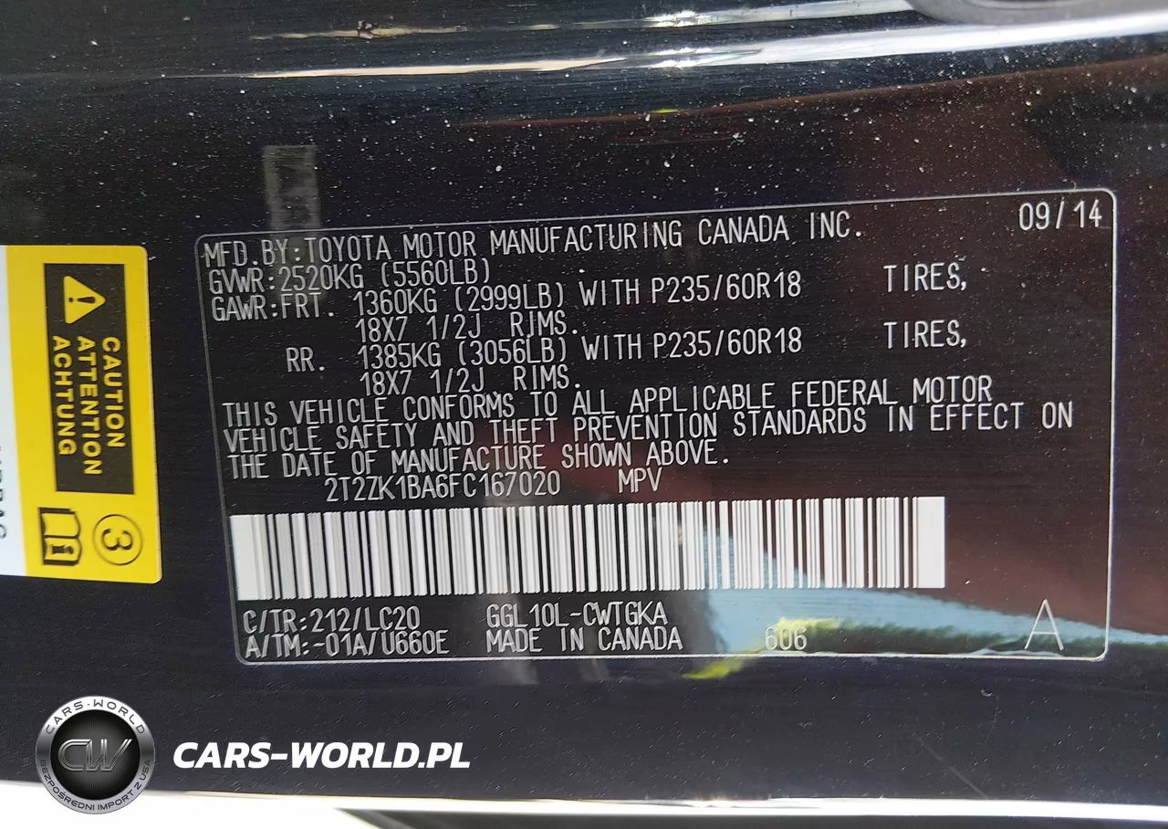 2015 Lexus Rx 350 VIN:2T2ZK1BA6FC167020 - 7
