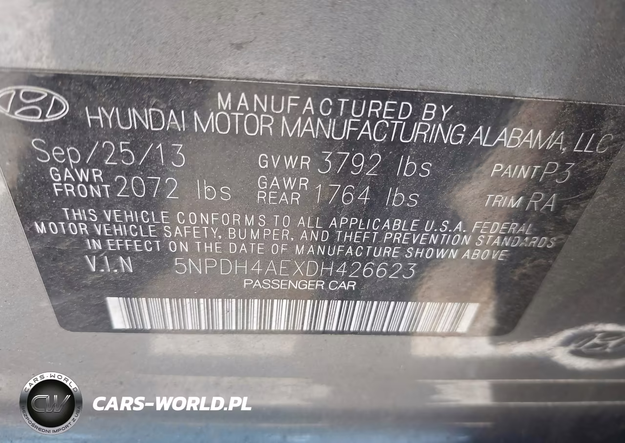 2013 Hyundai Elantra Gls VIN:5NPDH4AEXDH426623 - 9