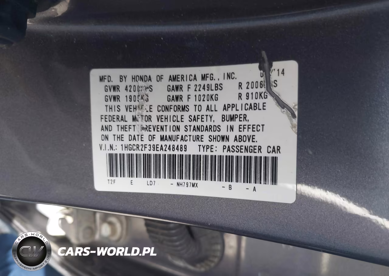 2014 Honda Accord Lx VIN:1HGCR2F39EA248489 - 9