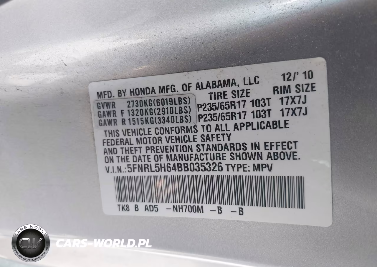 2011 Honda Odyssey Ex-L VIN:5FNRL5H64BB035326 - 9