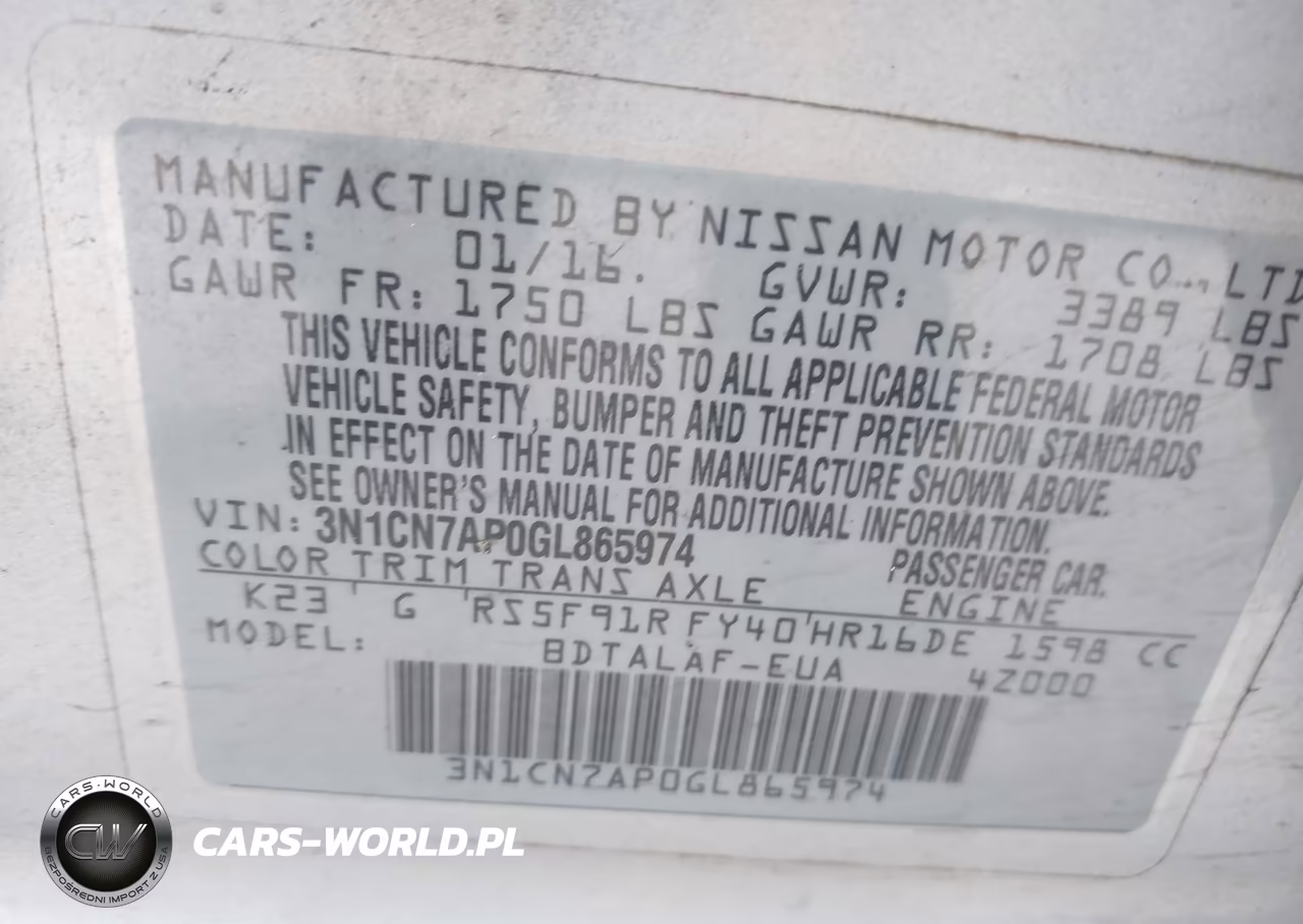 2016 Nissan Versa 1.6 S VIN:3N1CN7AP0GL865974 - 9