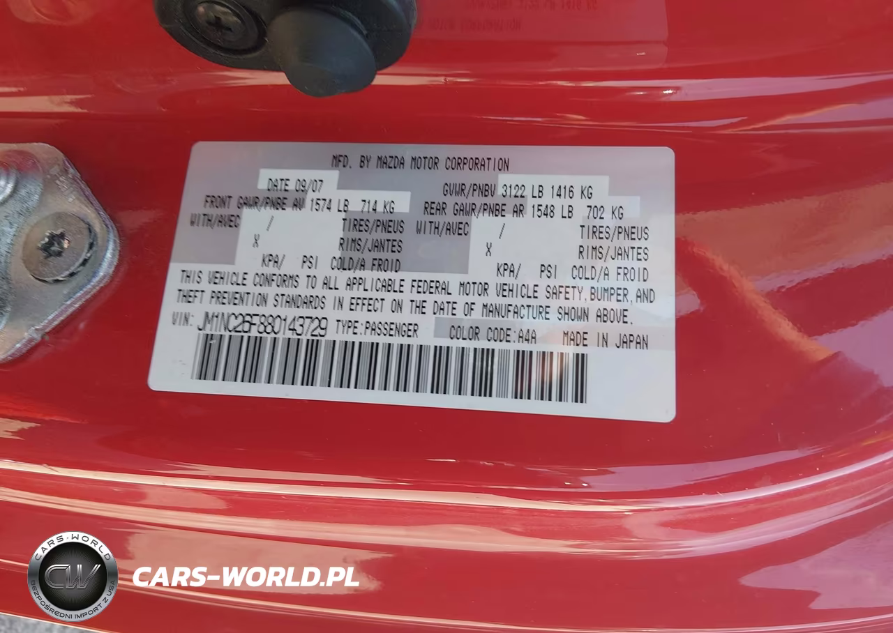 2008 Mazda Mx-5 Grand Touring VIN:JM1NC26F880143729 - 9