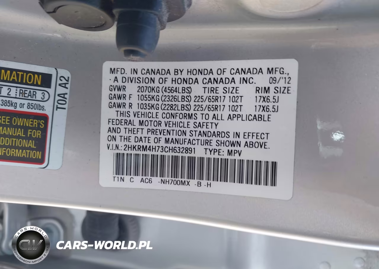2012 Honda Cr-V Ex-L VIN:2HKRM4H73CH632891 - 9