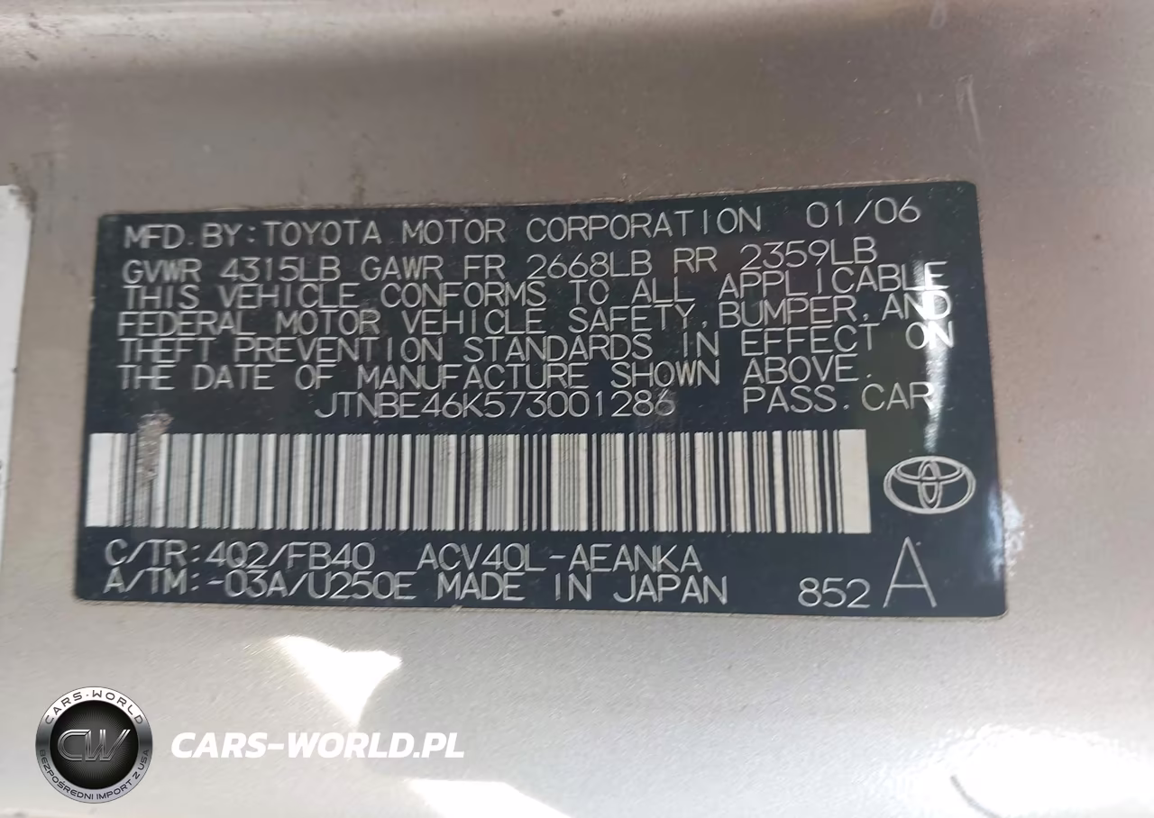 2007 Toyota Camry Le VIN:JTNBE46K573001286 - 9