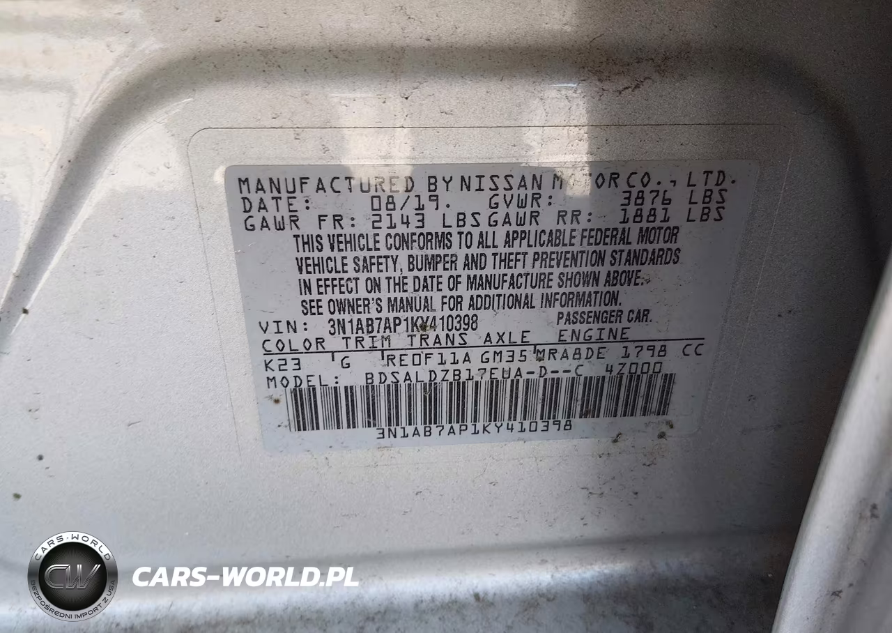 2019 Nissan Sentra Sv VIN:3N1AB7AP1KY410398 - 9