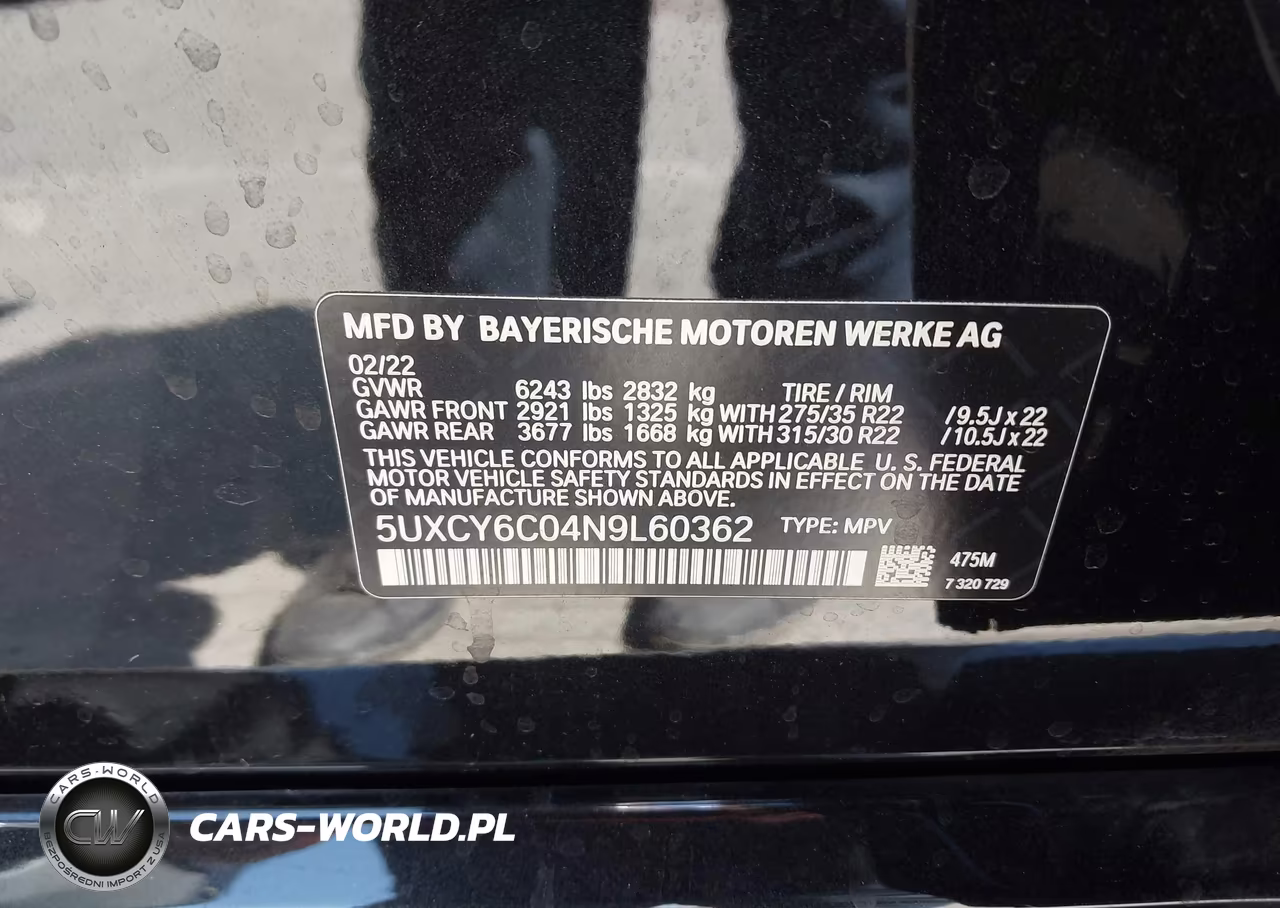 2022 BMW X6 xDrive40I VIN:5UXCY6C04N9L60362 - 9