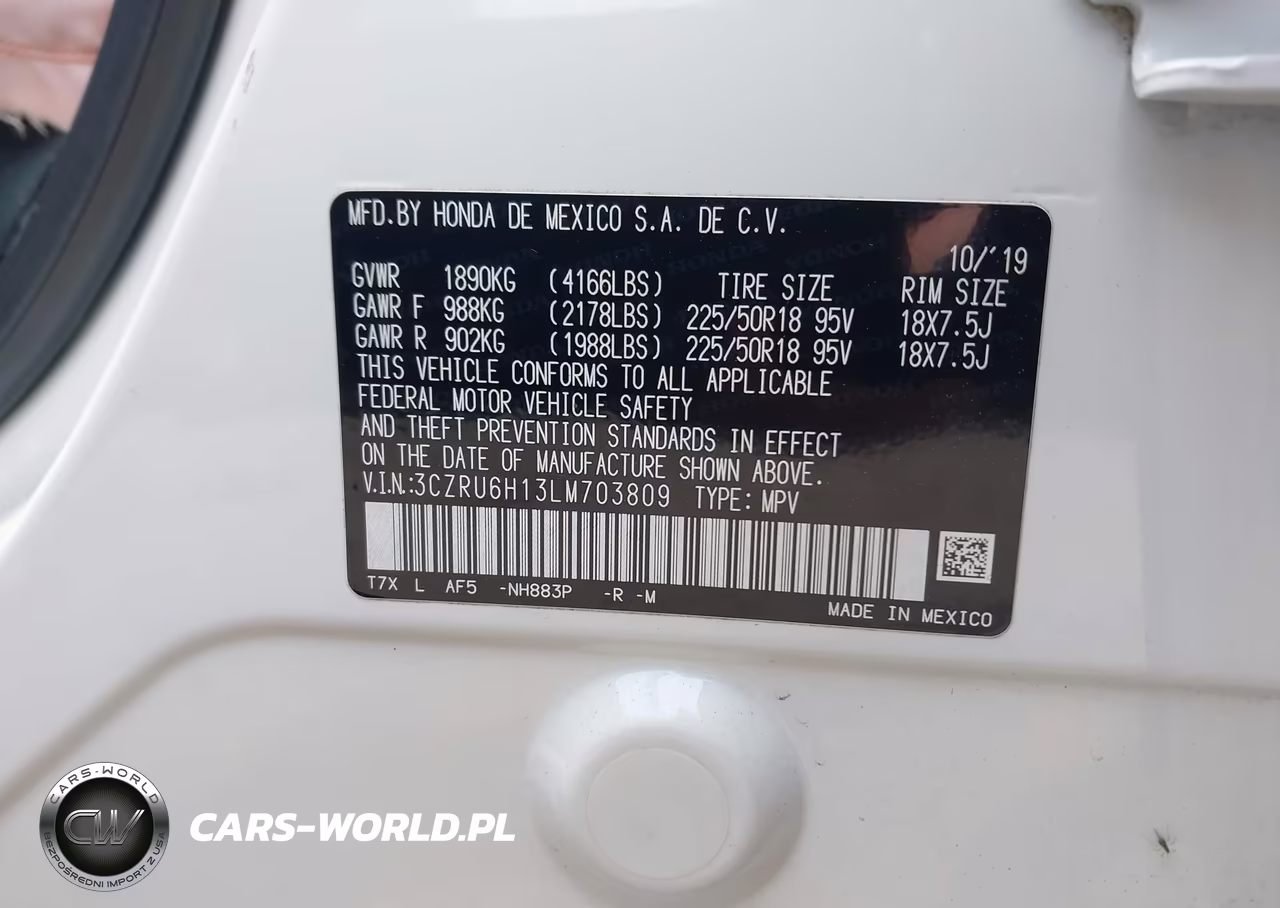 2020 Honda Hr-V Awd Sport VIN:3CZRU6H13LM703809 - 9