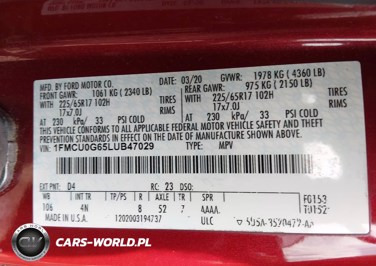 2020 Ford Escape Se VIN:1FMCU0G65LUB47029 - 9