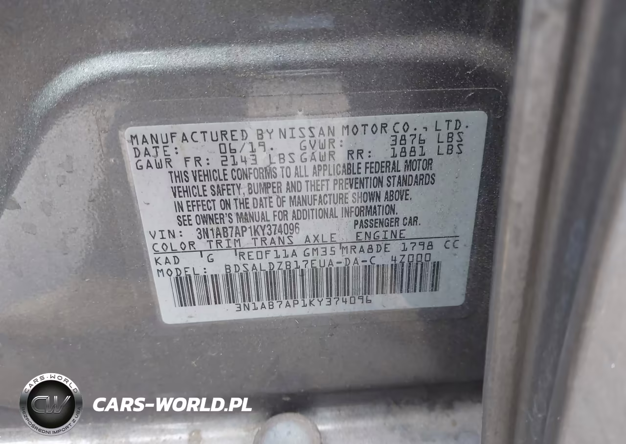 2019 Nissan Sentra Sv VIN:3N1AB7AP1KY374096 - 9