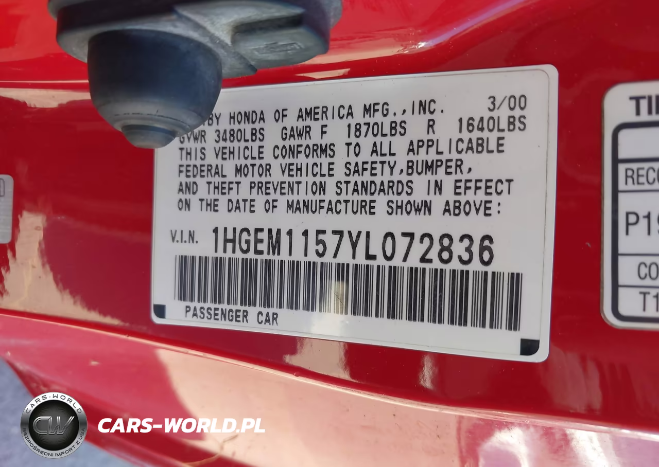 2000 Honda Civic Si VIN:1HGEM1157YL072836 - 9