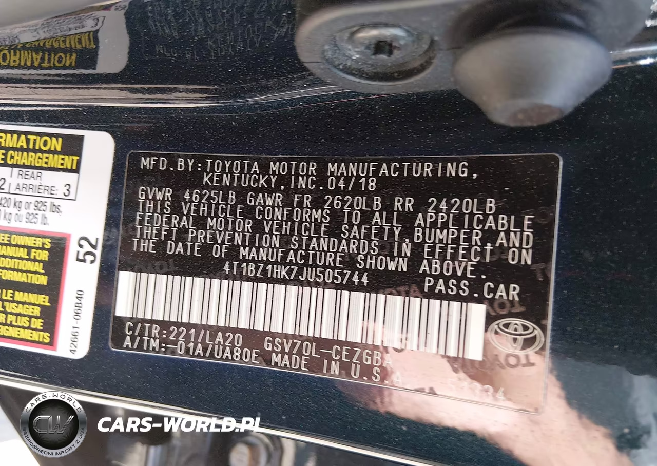 2018 Toyota Camry Xle V6 VIN:4T1BZ1HK7JU505744 - 9