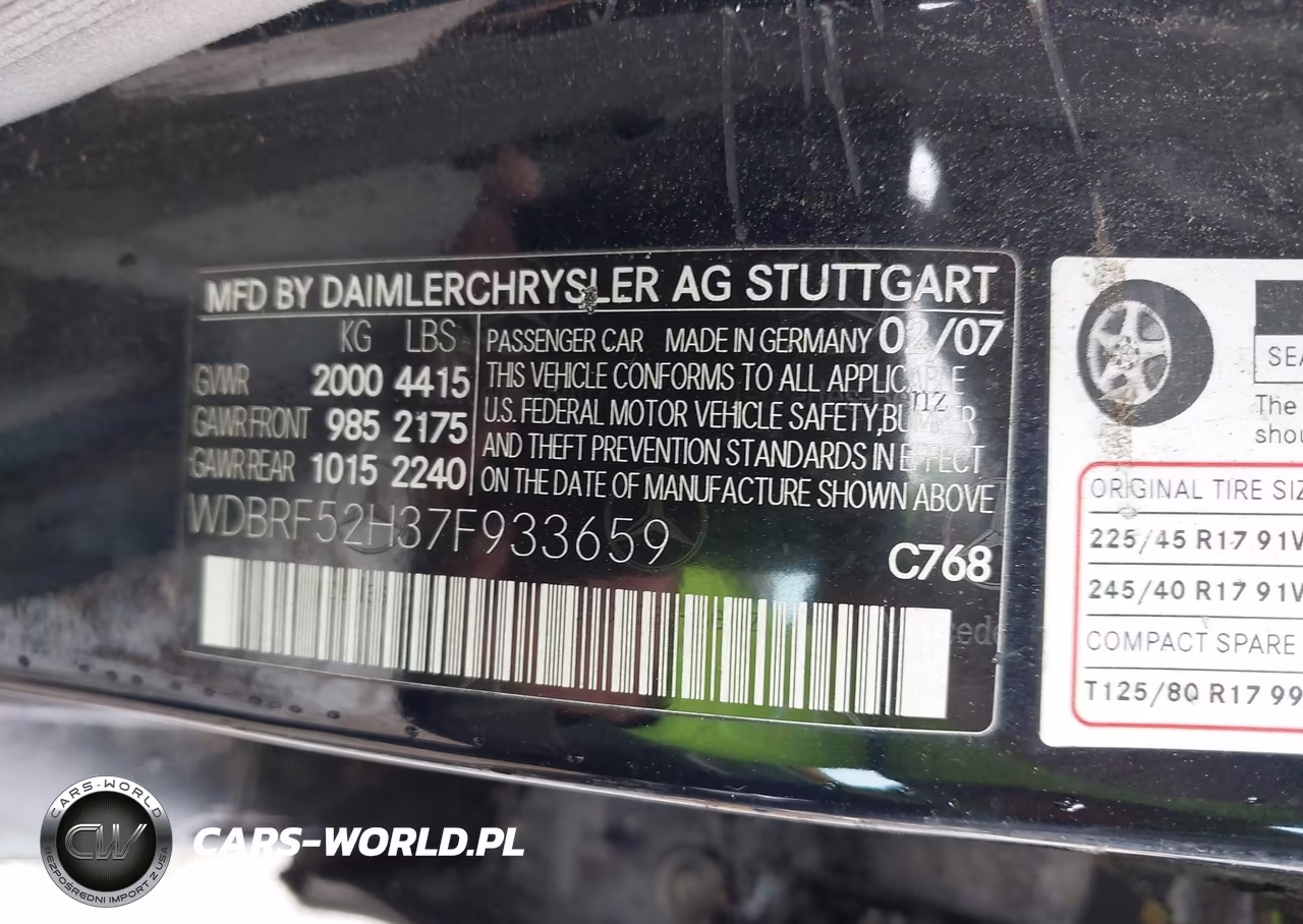 2007 Mercedes-Benz C 230 Sport VIN:WDBRF52H37F933659 - 9