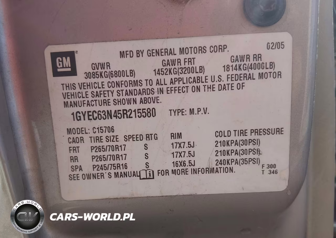2005 Cadillac Escalade Standard VIN:1GYEC63N45R215580 - 9