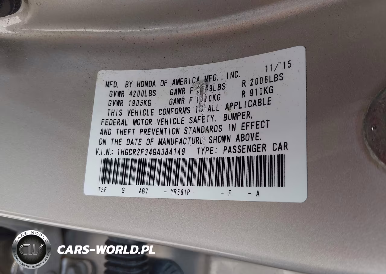 2016 Honda Accord Lx VIN:1HGCR2F34GA084149 - 9