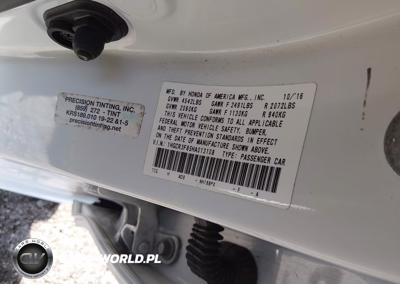 2017 Honda Accord Ex-L V6 VIN:1HGCR3F85HA013108 - 9