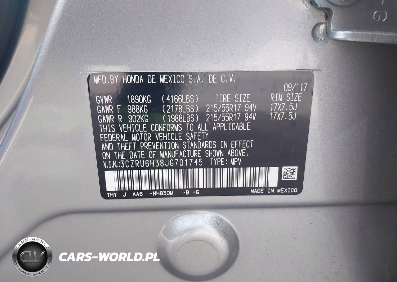 2018 Honda Hr-V Lx VIN:3CZRU6H38JG701745 - 9