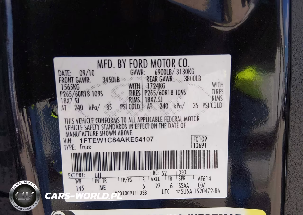 2010 Ford F-150 Fx2 Sport-Xl-Xlt VIN:1FTEW1C84AKE54107 - 9