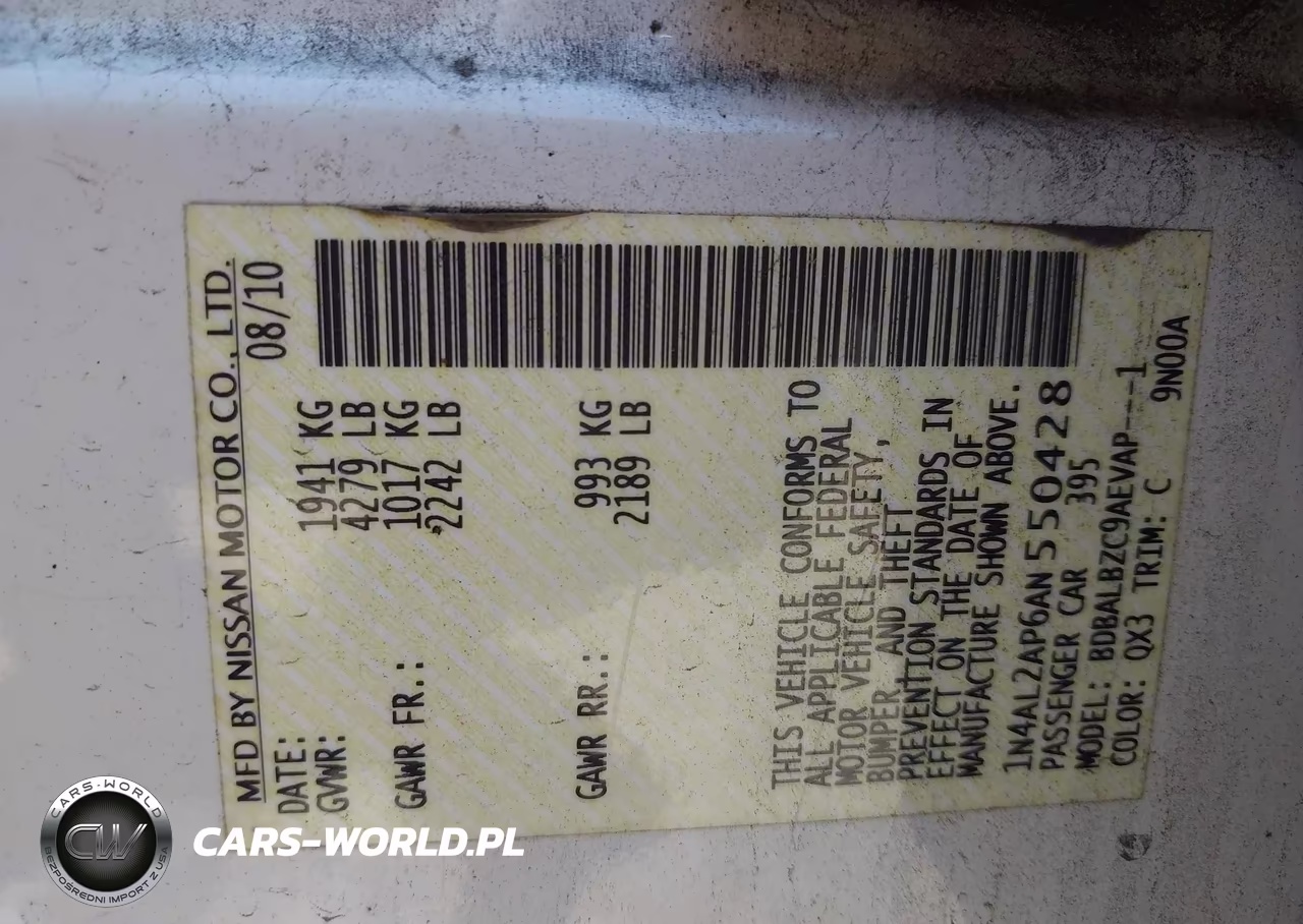 2010 Nissan Altima 2.5 S VIN:1N4AL2AP6AN550428 - 9
