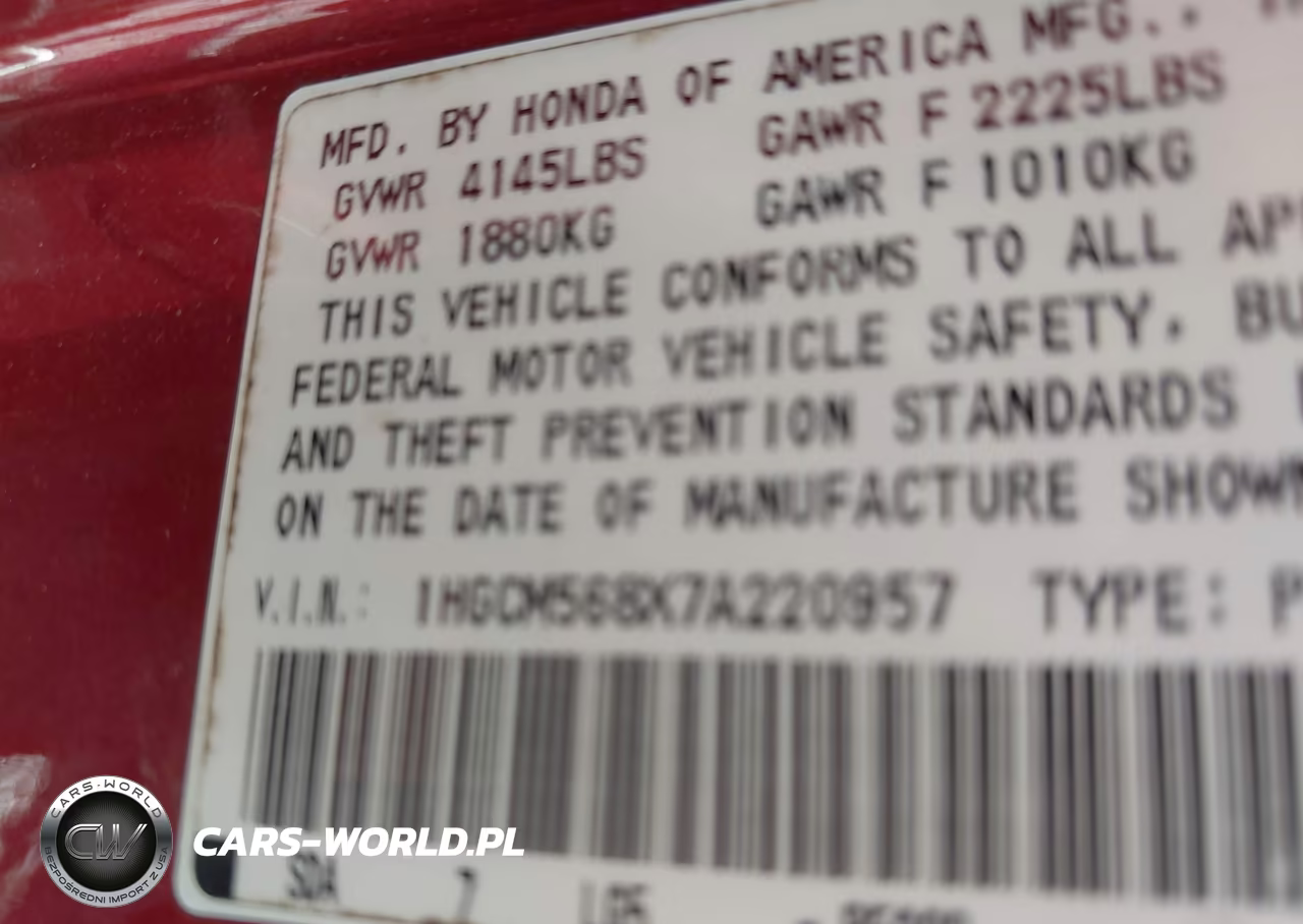 2007 Honda Accord 2.4 Ex VIN:1HGCM568X7A220957 - 9