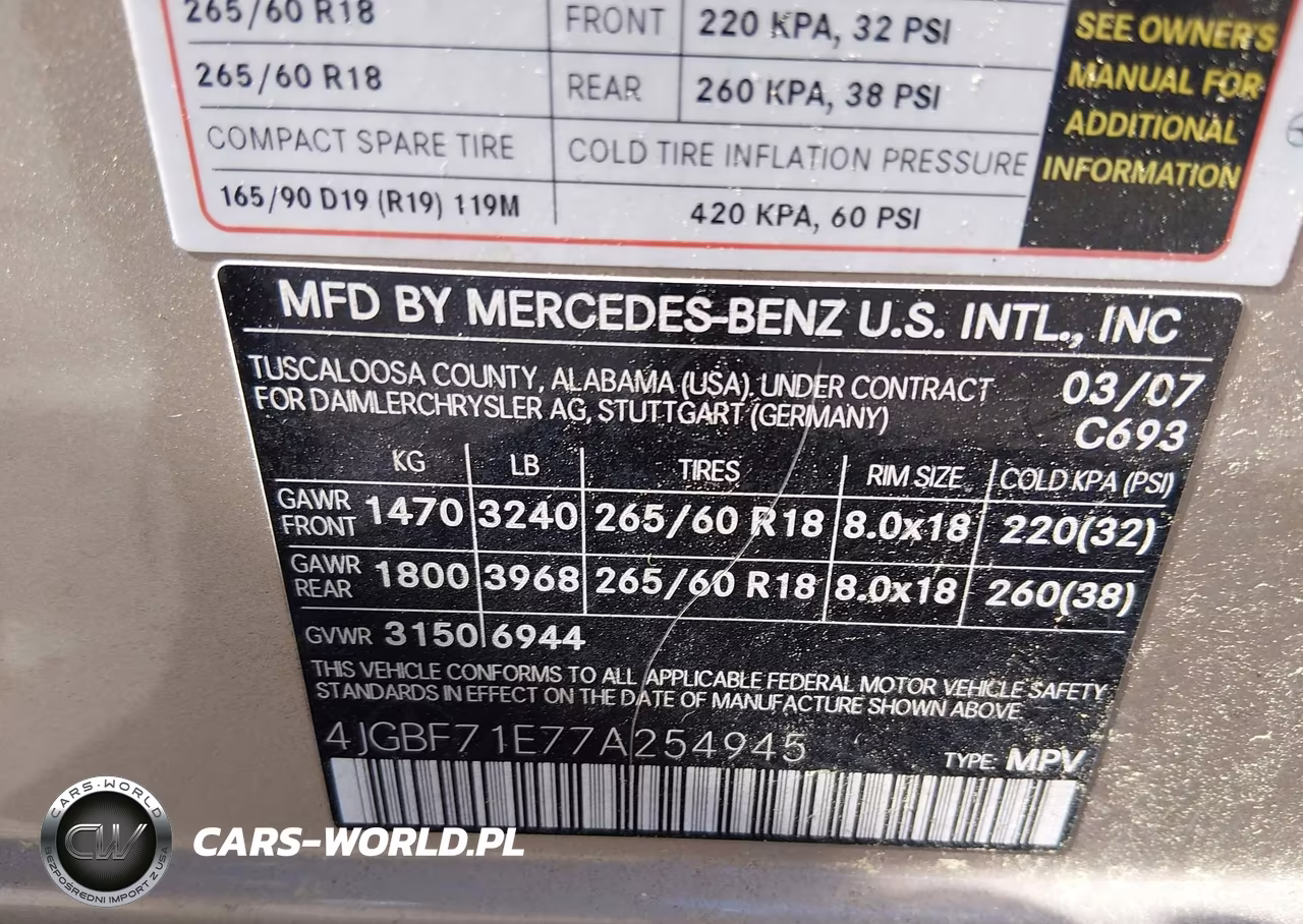 2007 Mercedes-Benz Gl 450 4Matic VIN:4JGBF71E77A254945 - 9