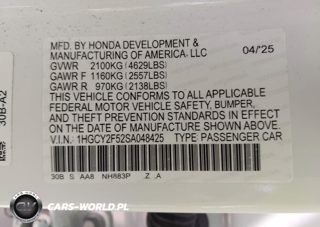2025 Honda Accord Hybrid Sport VIN:1HGCY2F52SA048425 - 9