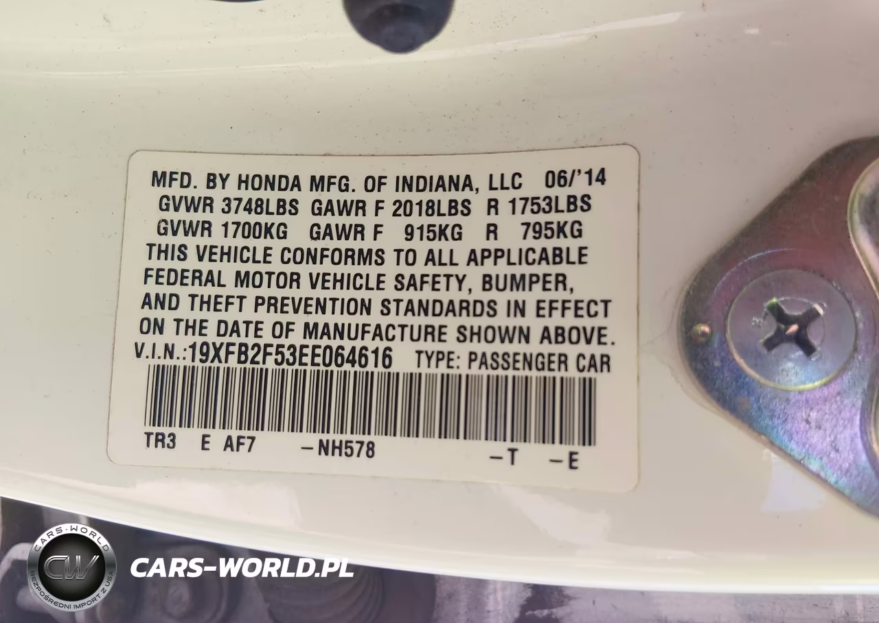2014 Honda Civic Lx VIN:19XFB2F53EE064616 - 9