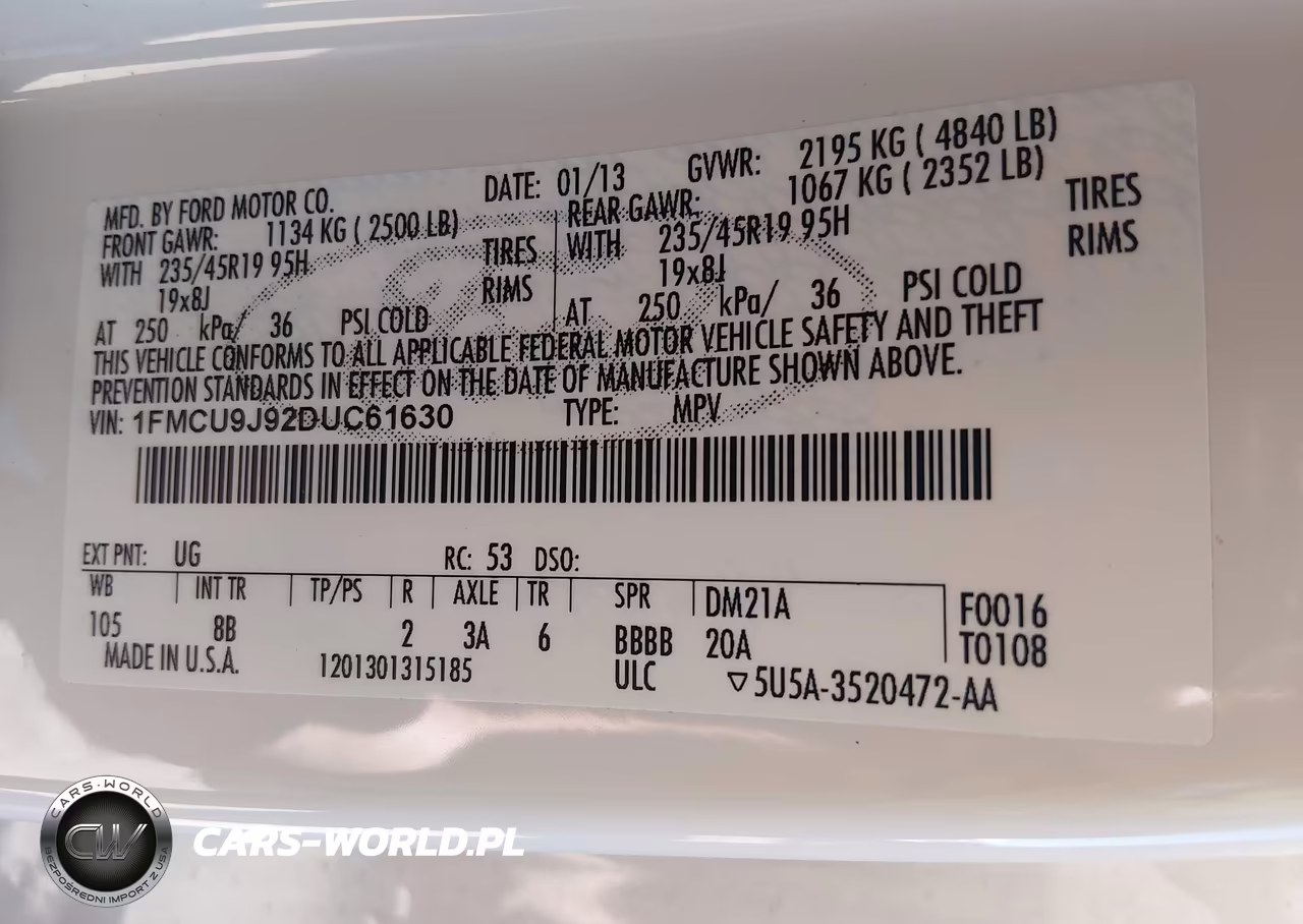 2013 Ford Escape Titanium VIN:1FMCU9J92DUC61630 - 9