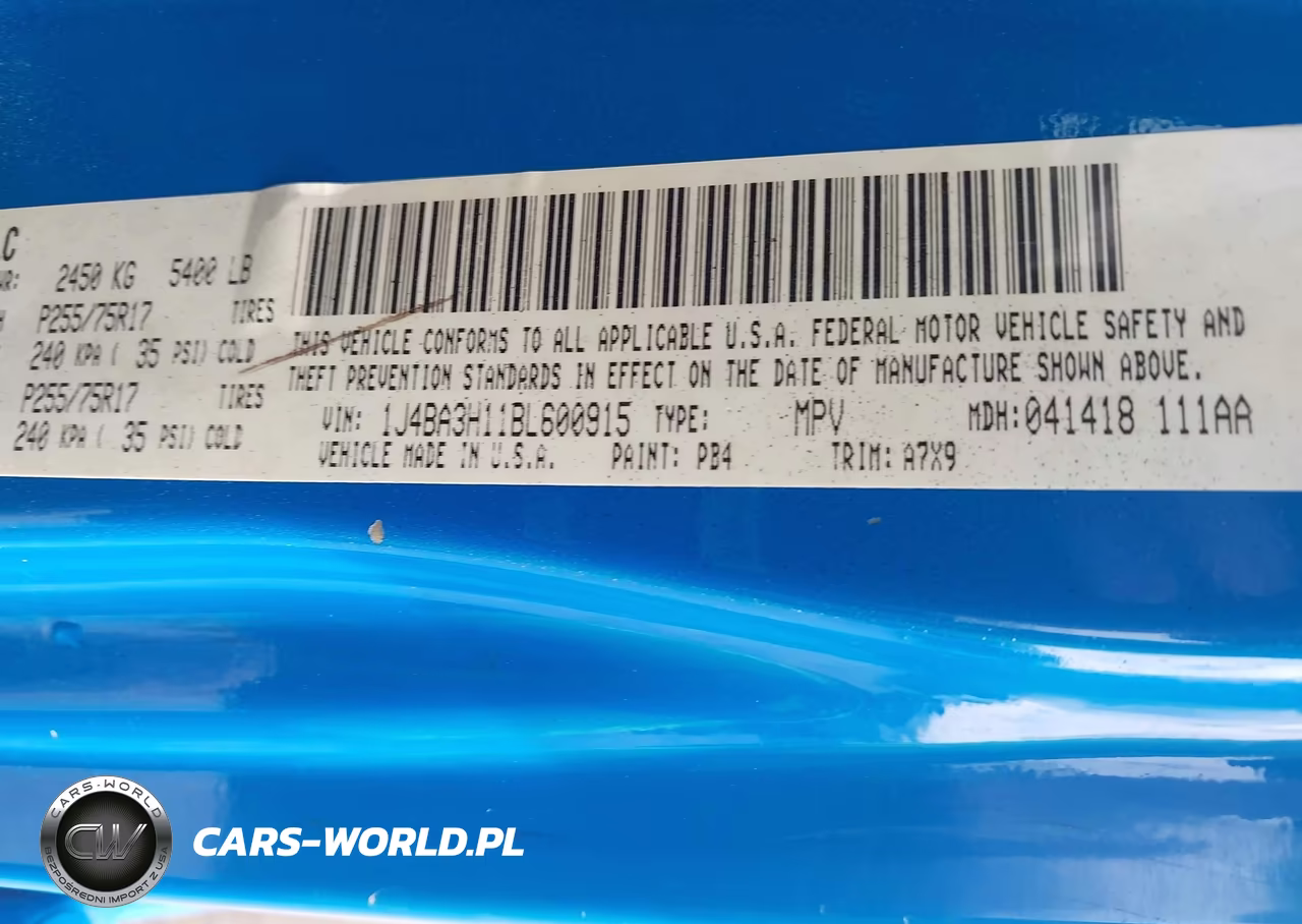 2011 Jeep Wrangler Unlimited Sport VIN:1J4BA3H11BL600915 - 9