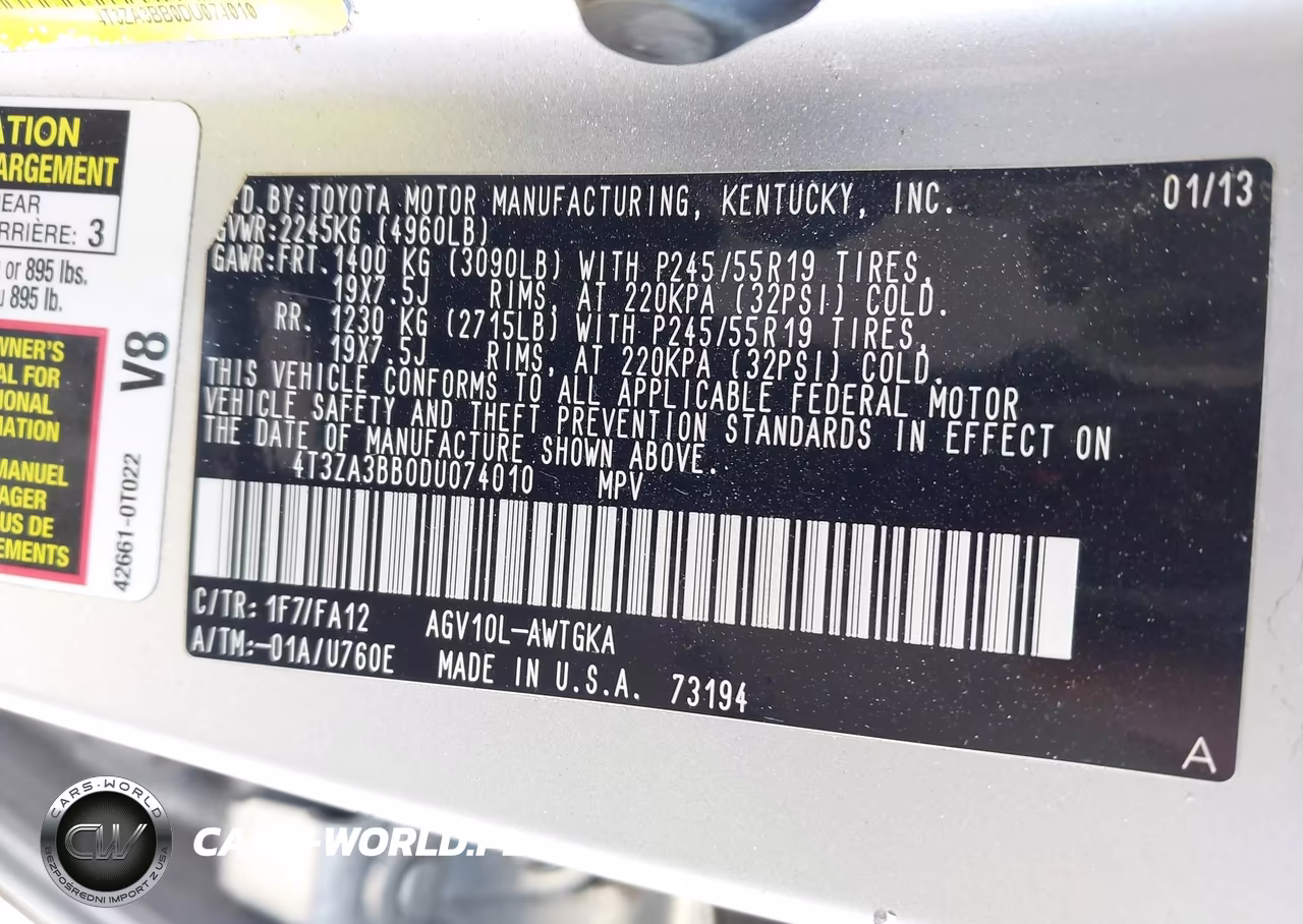 2013 Toyota Venza Le VIN:4T3ZA3BB0DU074010 - 9