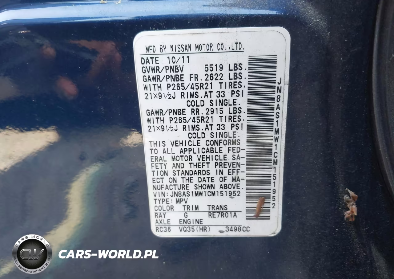 2012 Infiniti Fx35 Limited Edition VIN:JN8AS1MW1CM151952 - 9