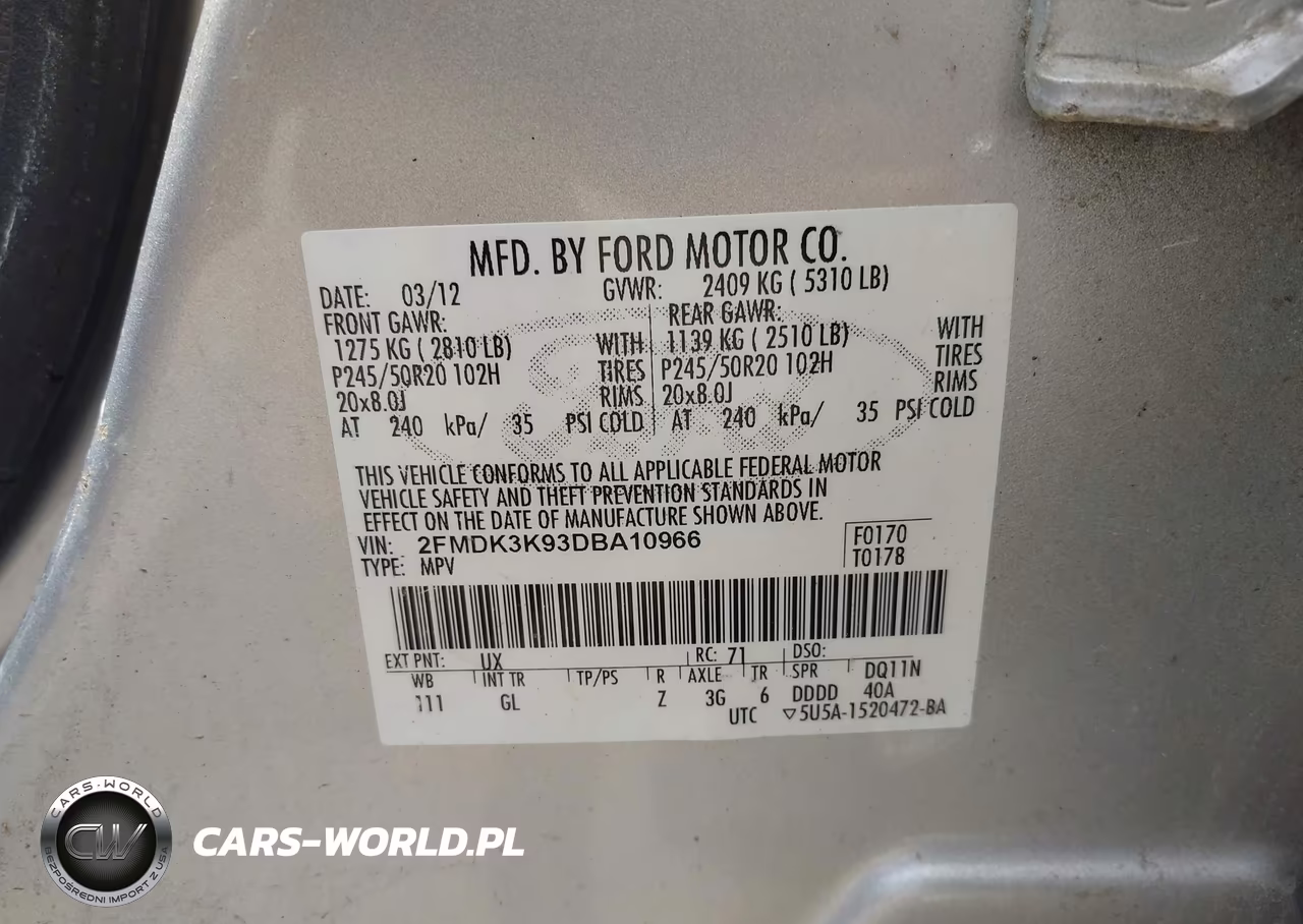 2013 Ford Edge Limited VIN:2FMDK3K93DBA10966 - 9