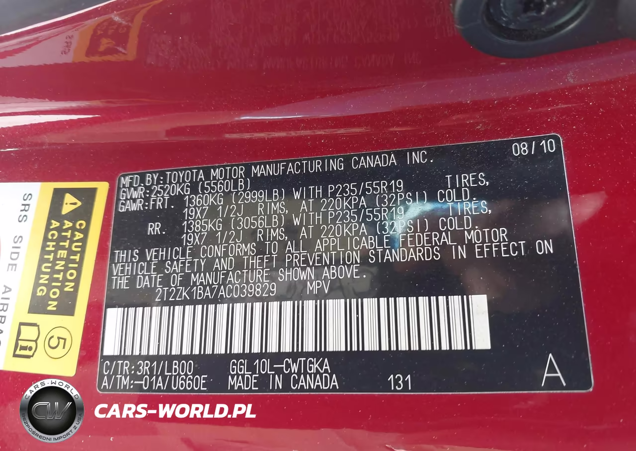 2010 Lexus Rx 350 VIN:2T2ZK1BA7AC039829 - 9