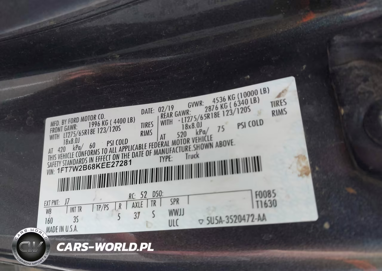 2019 Ford F-250 Xlt VIN:1FT7W2B68KEE27281 - 4