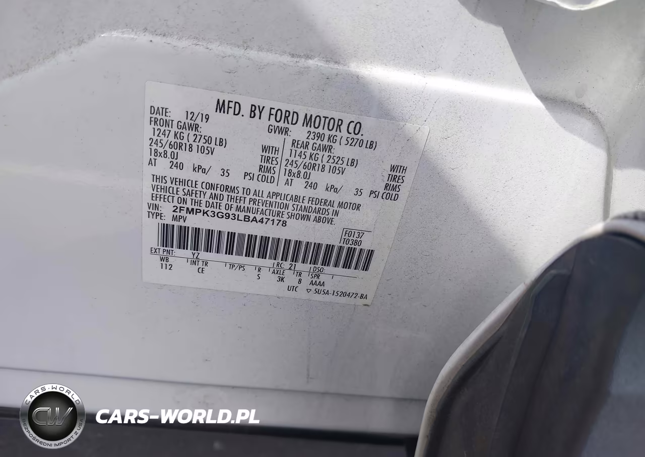 2020 Ford Edge Se VIN:2FMPK3G93LBA47178 - 9