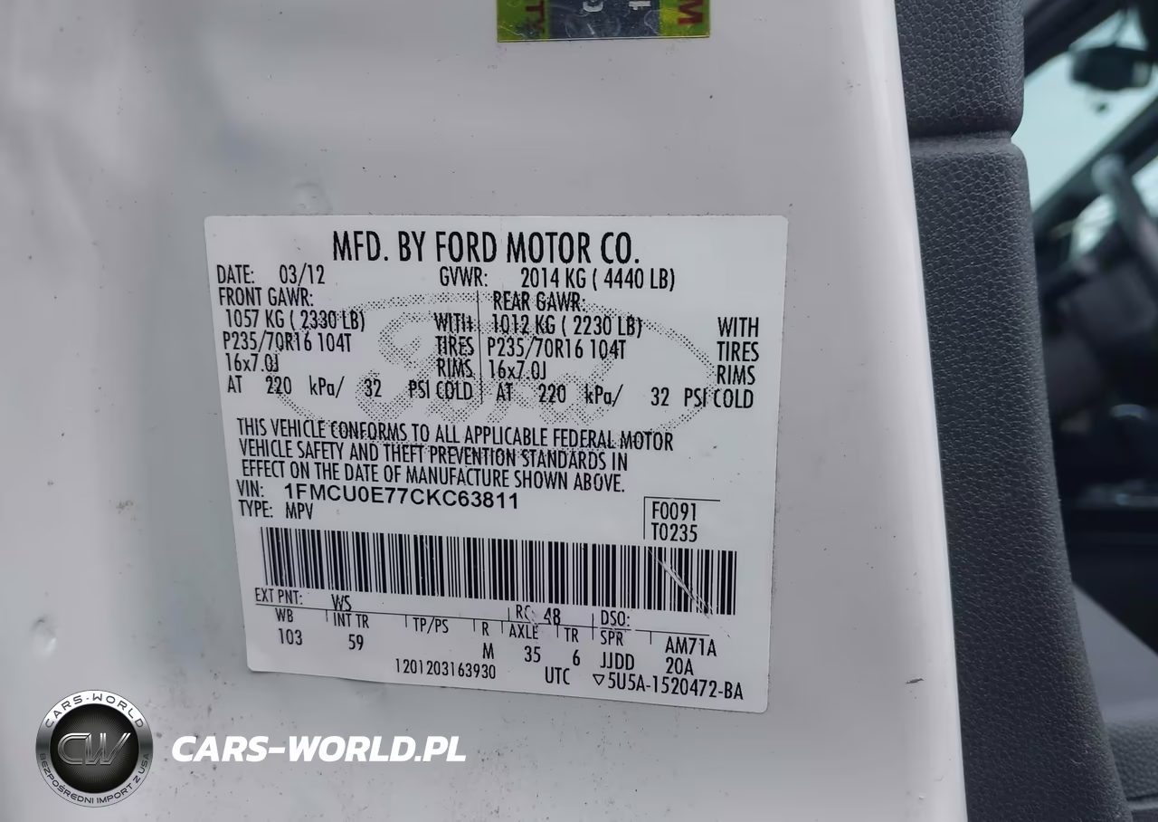 2012 Ford Escape Limited VIN:1FMCU0E77CKC63811 - 9