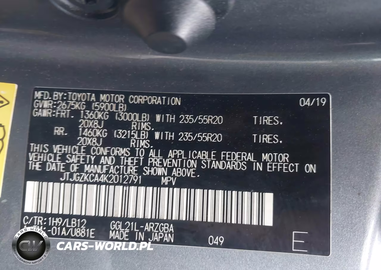 2019 Lexus Rx 350L Premium VIN:JTJGZKCA4K2012791 - 9