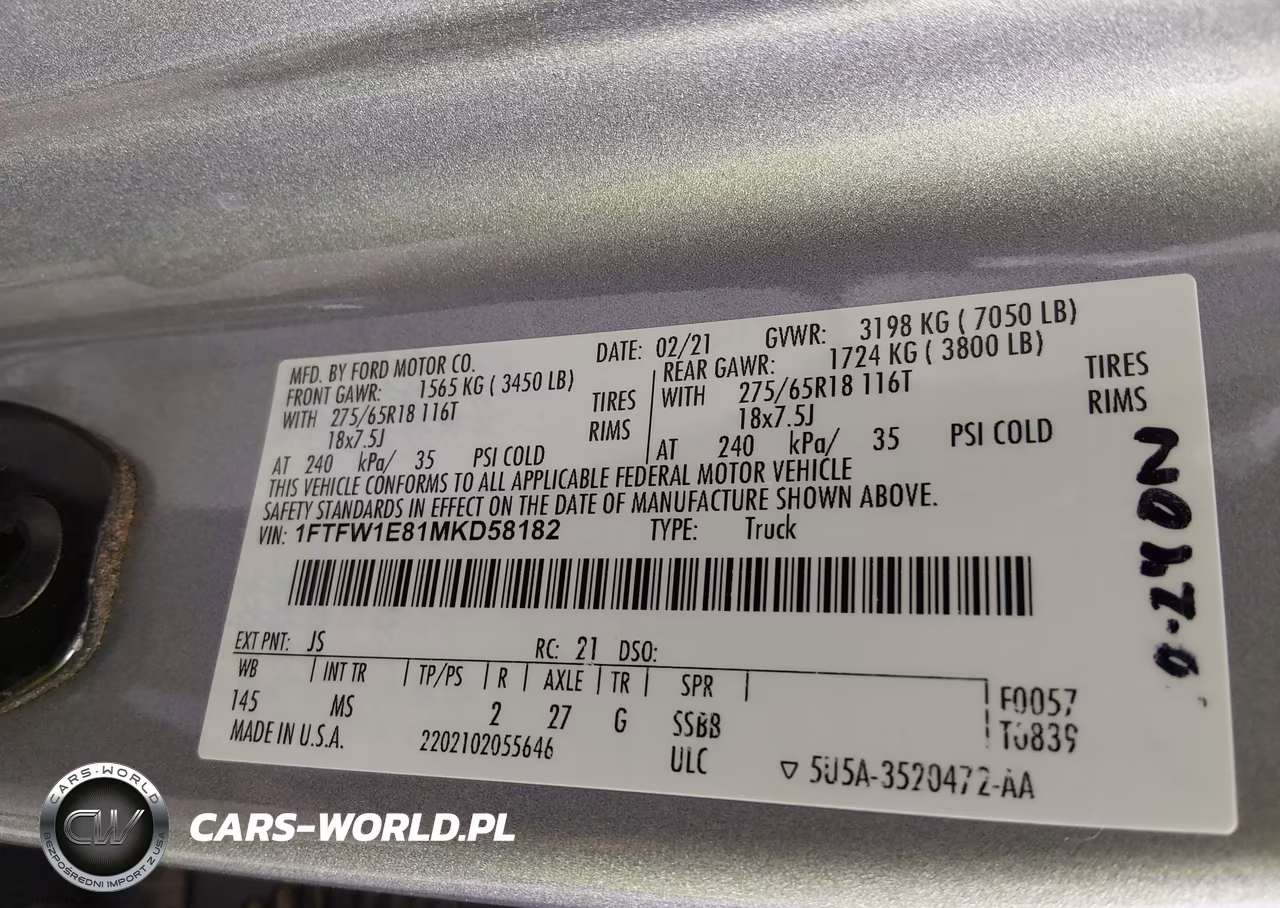 2021 Ford F-150 Xlt VIN:1FTFW1E81MKD58182 - 9