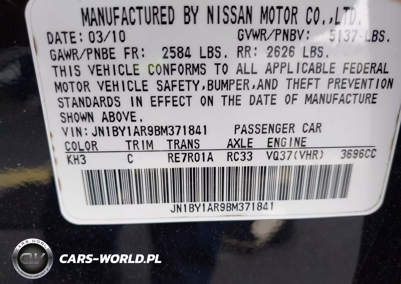 2011 Infiniti M37X VIN:JN1BY1AR9BM371841 - 9