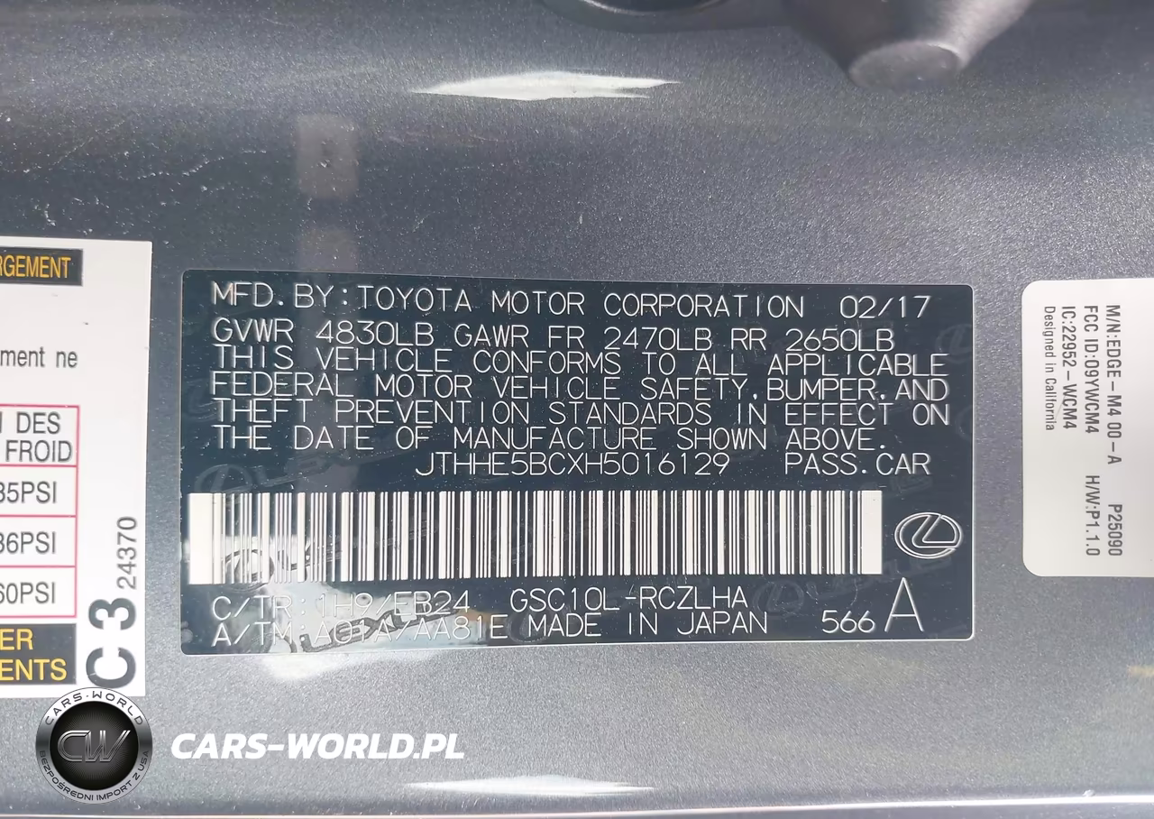 2017 Lexus Rc 350 VIN:JTHHE5BCXH5016129 - 9