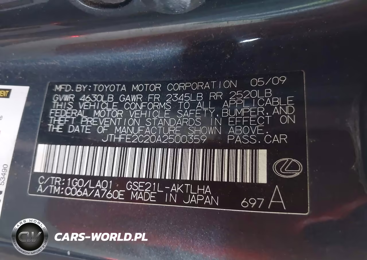 2010 Lexus Is 350C VIN:JTHFE2C20A2500359 - 9