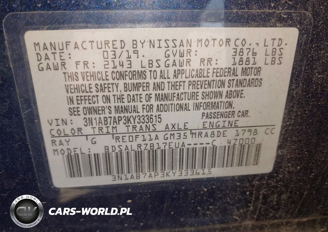 2019 Nissan Sentra Sr VIN:3N1AB7AP3KY333615 - 9