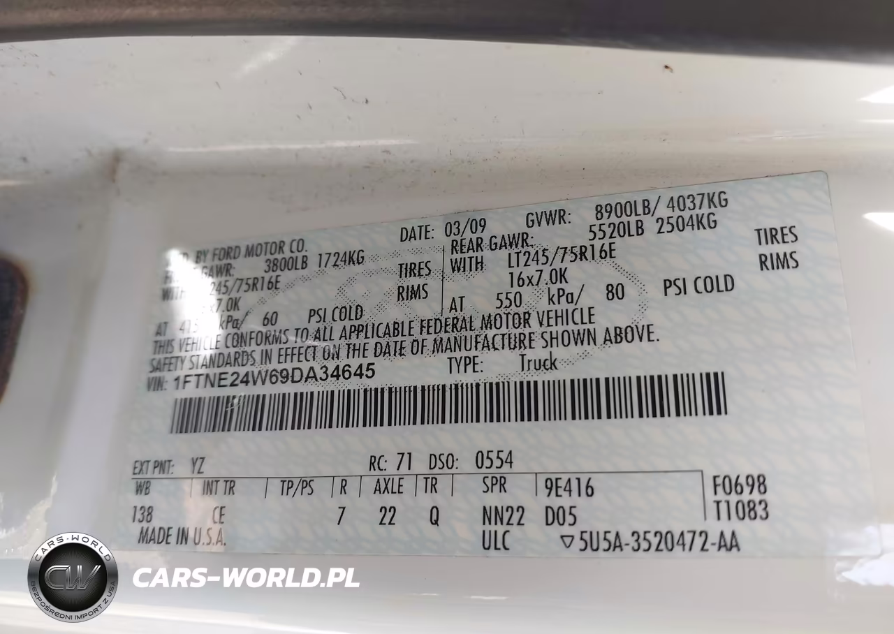 2009 Ford Econoline E250 Van VIN:1FTNE24W69DA34645 - 9
