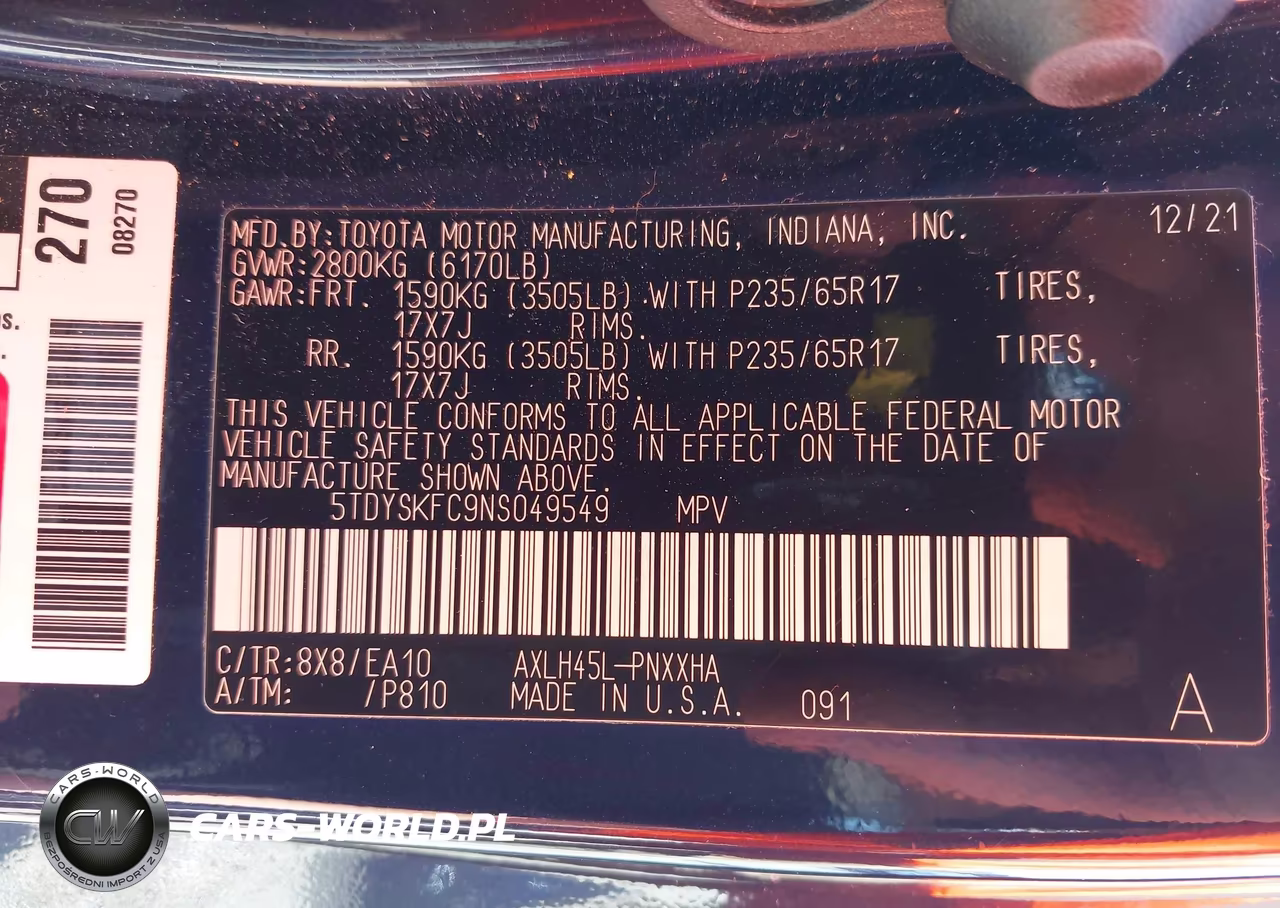 2022 Toyota Sienna Xle VIN:5TDYSKFC9NS049549 - 9