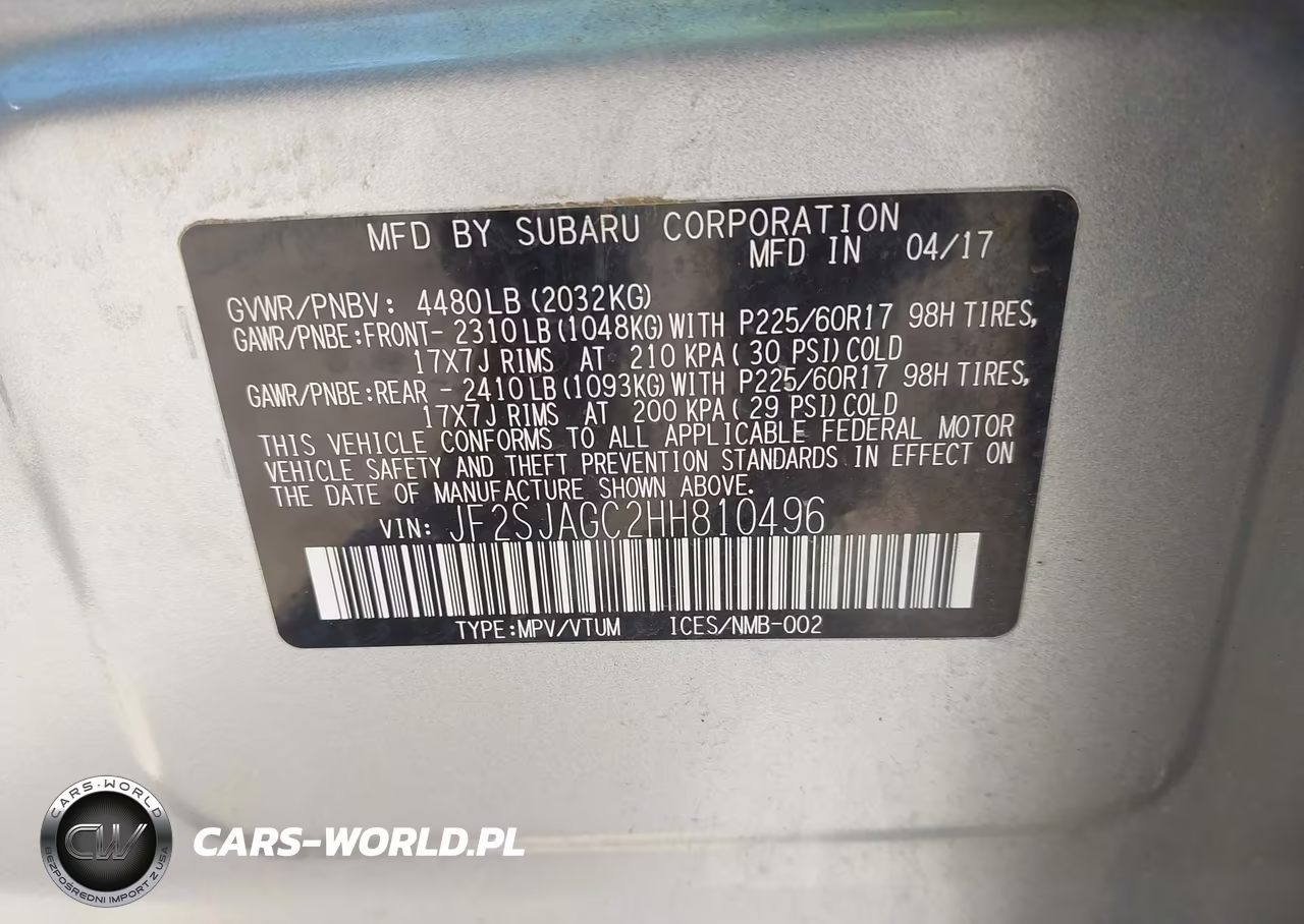 2017 Subaru Forester 2.5I Premium VIN:JF2SJAGC2HH810496 - 9