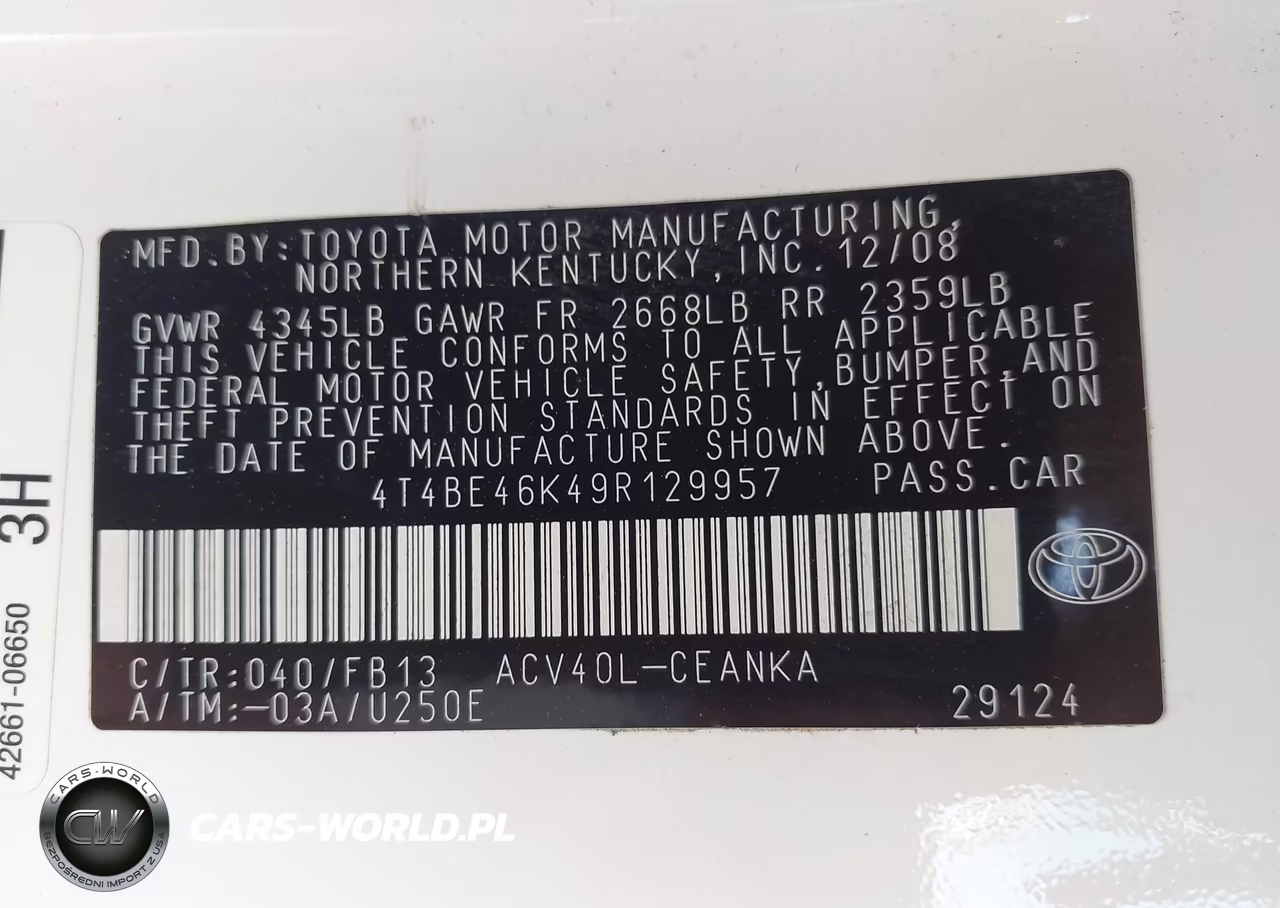 2009 Toyota Camry Se-Le-Xle VIN:4T4BE46K49R129957 - 9